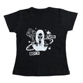 Bxoxo Gothic rock punk aesthetic American retro Y2K women crop top hip hop Harajuku streetwear slim geometric print emo girl baby tops